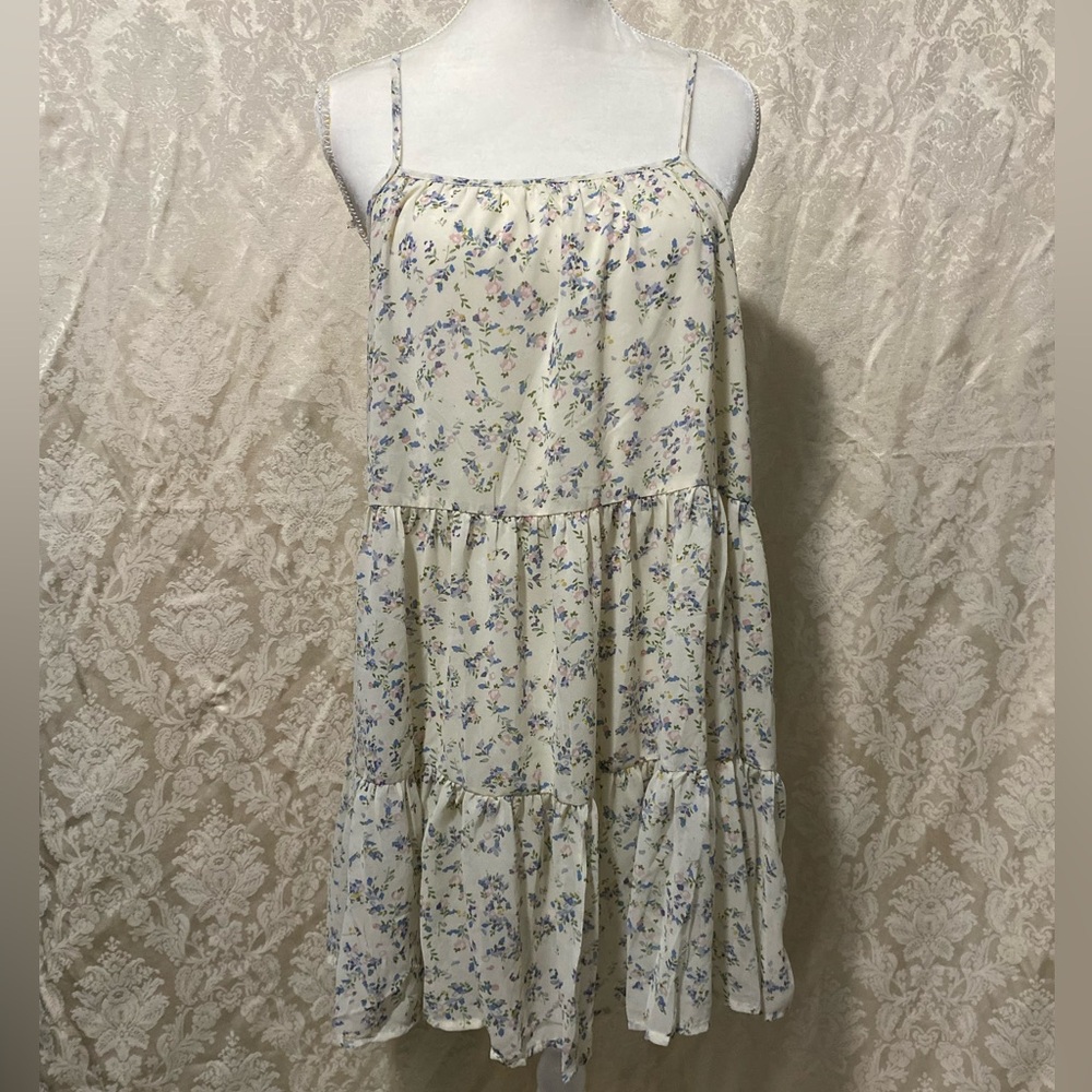 Babydoll style floral cream dress